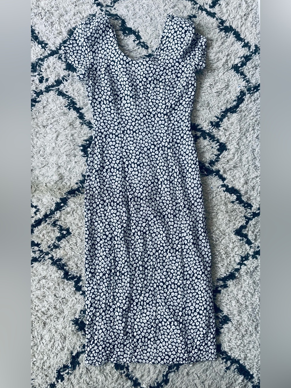 Vintage 90s B&W Floral Dress